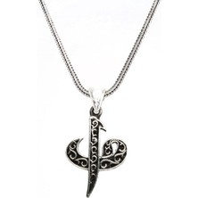 Osmanlı Gümüş Vav Elif Yazılı Gümüş Erkek Kolye Zincir