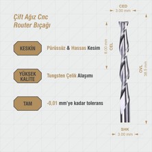 Kradox Cnc Router Bıçak İki Ağız Uç 8 x 3 x 3 x 38.5