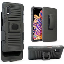 ZORE Galaxy Xcover Pro Kılıf Double Clip Kapak-Siyah