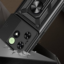 ZORE Tecno Spark 20C Kılıf Magnetik Standlı Kamera Korumalı Sürgülü Vega Kapak-Siyah