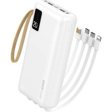 Dvip İP12 20000MAH 2xusba Type-C Micro Lightning Çıkışlı LED Göstergeli Powerbank Beyaz