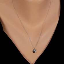 925 Ayar Gümüş Vav Allah Yazılı Kolye, Beyaz Siyah - Beyaz Taş