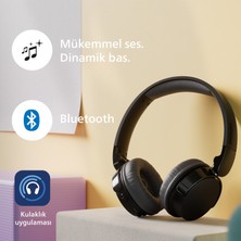 Philips TAH3209 Kablosuz Kulak Üstü Kulaklık Dinamik Bas, Bluetooth, Çok Noktalı Bağlantı 25 Saat Kullanım Süresi Siyah