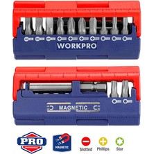 Workpro WP221062 13 Parça Manyetik Cr-V Vidalama Bits Uç Seti