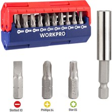 Workpro WP221062 13 Parça Manyetik Cr-V Vidalama Bits Uç Seti