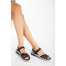 Munshoes Deri Kadın Lacivert Sandalet         GN24YNAVY-LACİ