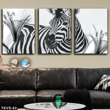 First Art Of Gallery Zebra Modeli Trend 3'lü Kanvas Tablo Seti