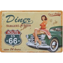 Vintage Koleksiyon R66 Diner Meat Metal Plaka Levha 20X30CM