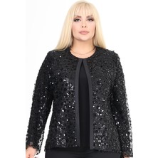 Ladies First Büyük Beden Siyah Ceket+Bluz Takım Şık Stil Özel Olaylar İçin Tasarlandı