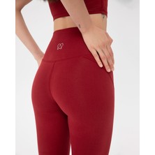 Ayma Active Bordo Organik Pamuk Dikiş Detaylı Active Kadın Tayt