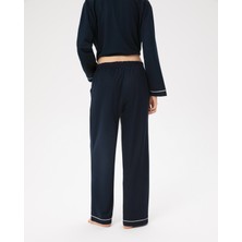Ayma Active Lacivert Lastikli Biyeli Uzun Klasik Pijama Altı