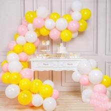 Parti Dükkanım Balon Zinciri - Sarı Beyaz Pembe 100 Adet