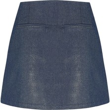 La Sarta Rapollo Denim Lacivert Varak Baskılı Parlak Etek