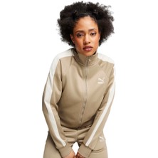 Puma Iconic T7 Track Kadın Sweatshirt Bej Renk Dik Yaka Tasarımı ile Spor ve Şıklığı Birleştirir