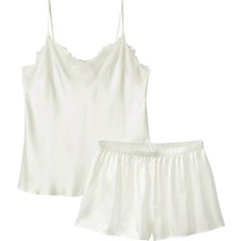 The White Company Ipek Dantel Kenar Askılı Atlet ve Şort Pijama Takımı