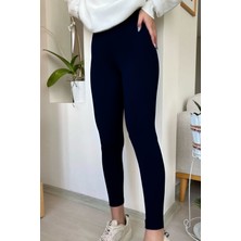 Yakamel Slim Toparlayıcı Yüksek Bel Casual Kadın Tayt