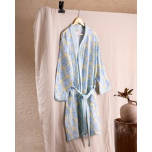 Madame Coco Aubina Müslin Kadın %100 Pamuk Bornoz - Sarı/mavi