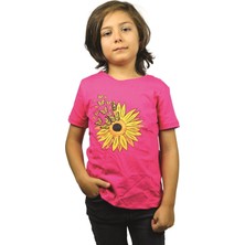 ASG Tekstil Pembe Renk Papatya Desenli Kısa Kol Çocuk T-Shirt