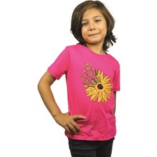 ASG Tekstil Pembe Renk Papatya Desenli Kısa Kol Çocuk T-Shirt