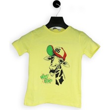 ASG Tekstil Sarı Renk Şapkalı Zürafa Kısa Kol Çocuk T-Shirt