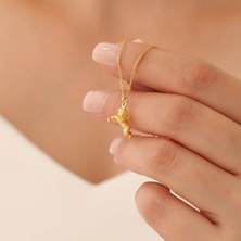 Nox Jewelry 14 Ayar Altın Kaplama Gümüş Flüt Çalan Melek Kolye – Koruyucu ve Manevi Tasarım