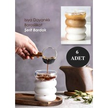 Mis Kitchen 6 Adet 300 ml Borosilikat Isıya Dayanıklı Bardak 6 Adet Cam Pipet | Sıcak, Soğuk Kahve ve Kokteyl Bardağı