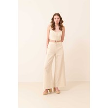 ROMAN Geniş Paça Pantolon Naturel Y2412073_069