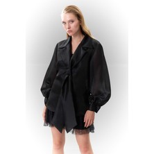 ROMAN Erkek Yaka İpek Organze Gömlek Siyah K2513036_001