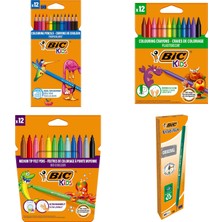 Bic Okula Dönüş Seti 12'li Kuru Boya + Keçeli Boya + Mum Pastel Boya + 12'li Kurşun Kalem