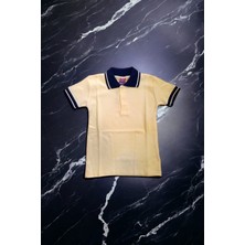 Salar Ticaret Siyah Çizgi Yaka Sarı Kısa Kol Polo Yaka Lakos T-Shirt