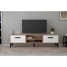 Esn Home Ferrara 180 cm Tv Sehpası - Atlantik Çam - Beyaz