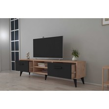 Esn Home Ferrara 180 cm Tv Sehpası - Atlantik Çam - Siyah