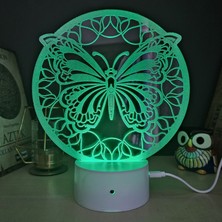 Lerad-Lazer Art Kelebek Gece Lambası.16 Renk+ Dokunmatik ve Uzaktan Kumandalı Işık. Hediye Olarak Mükemmeldir.