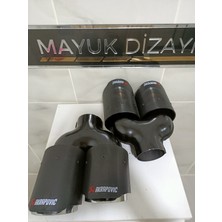 Mayuk Dizayn Akrapovic 90MM Çiftli Içi Krom Sağ-Sol Set Her Araca Uyumlu Egzoz Ucu