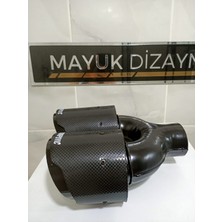 Mayuk Dizayn Akrapovic 100MM Çiftli Içi Siyah Sağ Taraf Her Araca Uyumlu Egzoz Ucu