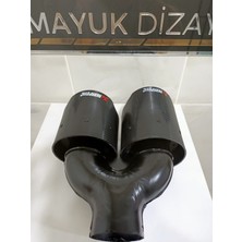 Mayuk Dizayn Akrapovic 100MM Çiftli Içi Siyah Sağ Taraf Her Araca Uyumlu Egzoz Ucu