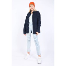 Banny Jeans Kadın Oversize Jean Gömlek Lacivert