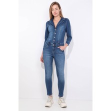 Banny Jeans Kadın Koyu Mavi Jean Tulum Pantolon