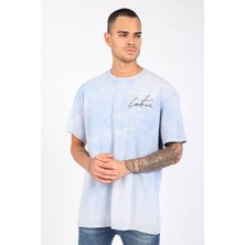 MARKAPIA MAN Erkek Buz Mavisi Batik Bisiklet Yaka T-shirt