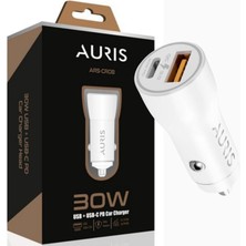 Auris 30W Usb-C + USB Çıkışlı Hızlı Oto Şarj Başlığı