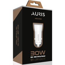 Auris 30W Usb-C + USB Çıkışlı Hızlı Oto Şarj Başlığı