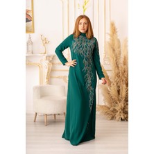 Yıldız Abiye Balık Model Taş Detaylı Krep Kumaş Tesettür Abiye (K5015)