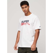 Superdry Bisiklet Yaka Baskılı Beyaz Erkek T-Shirt M6010811AT7X_SPORTSWEAR Logo Loose