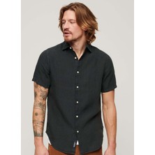 Superdry Normal Siyah Düz Erkek Gömlek M4010608AAFB_STUDIOS Casual Lınen S
