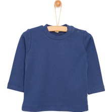 HelloBaby Erkek Bebek İçin Lacivert Basic Uzun Kol Tshirt Truvakar Kol Günlük Kullanım