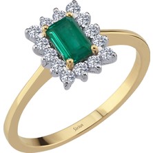 Sirius Pırlanta ve Oktagon Kesim Zümrüt Taşlı Anturaj Yüzük 0401R0080