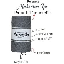 Bevella Makrome Ipi 3 mm Taranabilir 1 Adet 250 gr Koyu Gri