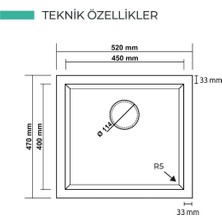 Real Stone K005 Gordıon 52 Granit Eviye (520 × 470)