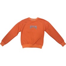 İrem Çocuk Giyim Kız Çocuk Dreamland Yazı Desenli Arkası Yazı Resim Baskılı Turuncu Renk Sweatshirt