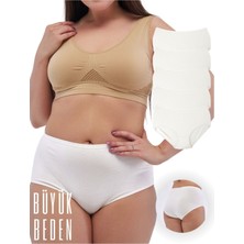 ALYA UNDERWEAR Kadın Büyük Beden Külot Battal Full Brief (8xl, 9xl, 10xl) 5 Adet Beyaz